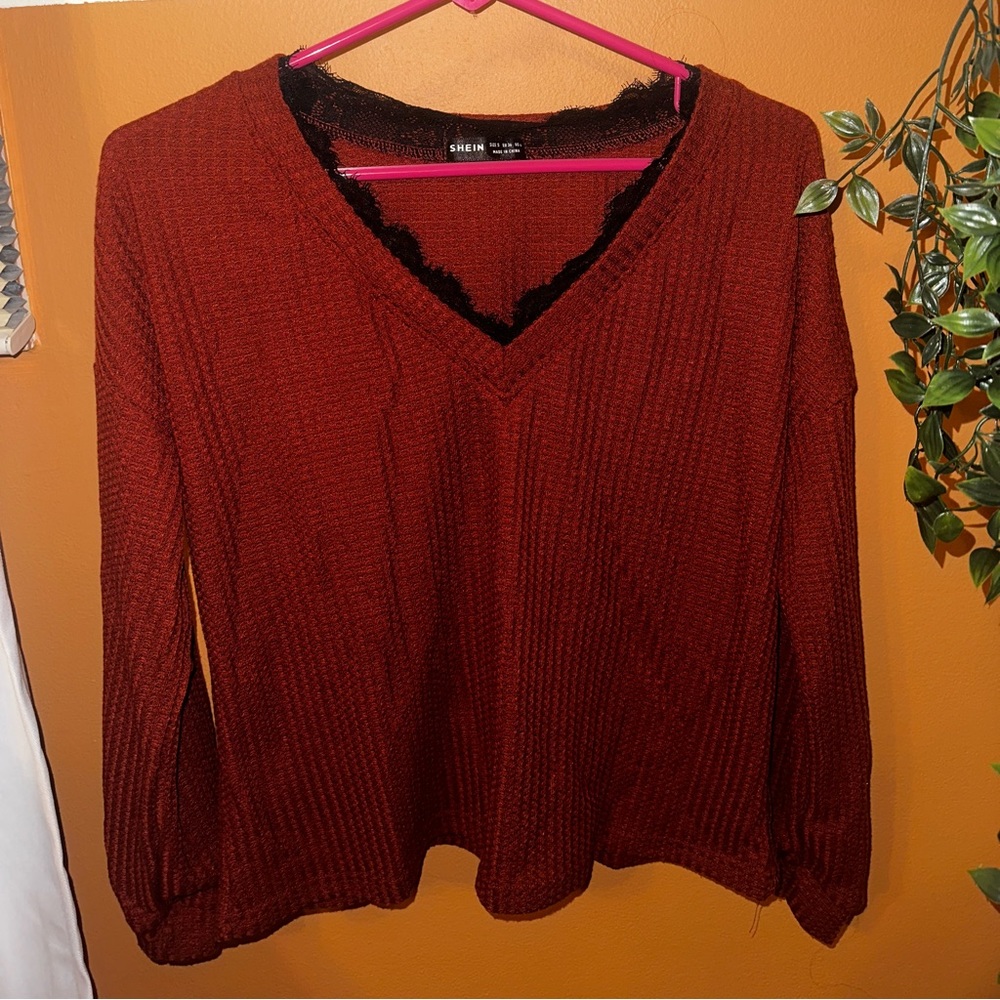 Lace neck sweater